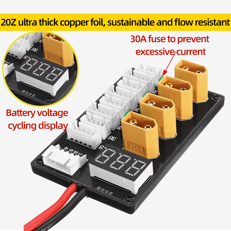XT30 XT60 يبو بطارية شحن متواز - مراجعة Drone Battery Parallel Board وسعره