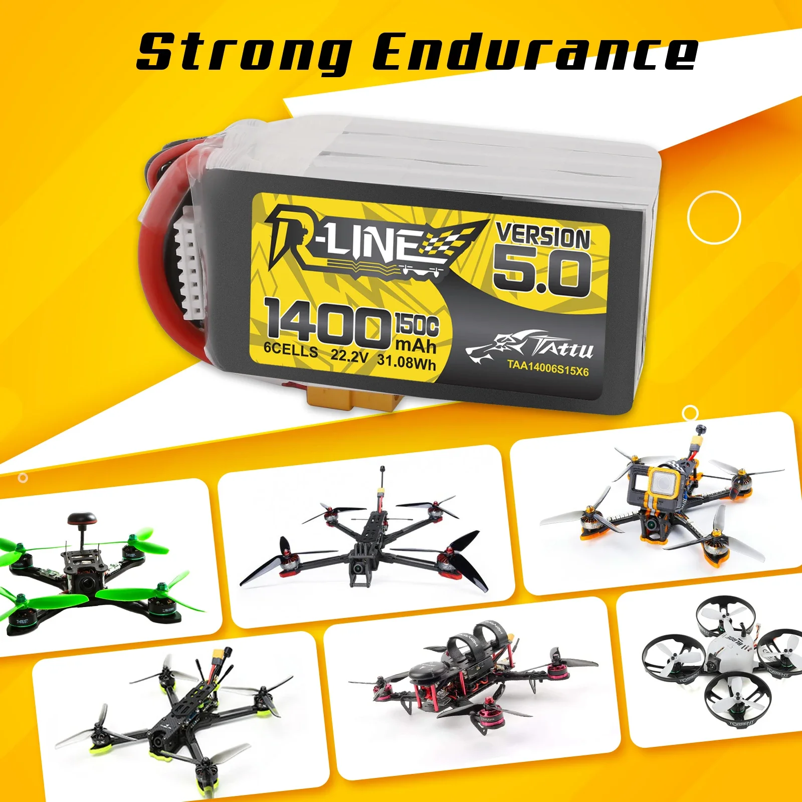 Tattu R-Line 1200mAh 1400mAh 6 - مراجعة Drone Battery 6S وسعره